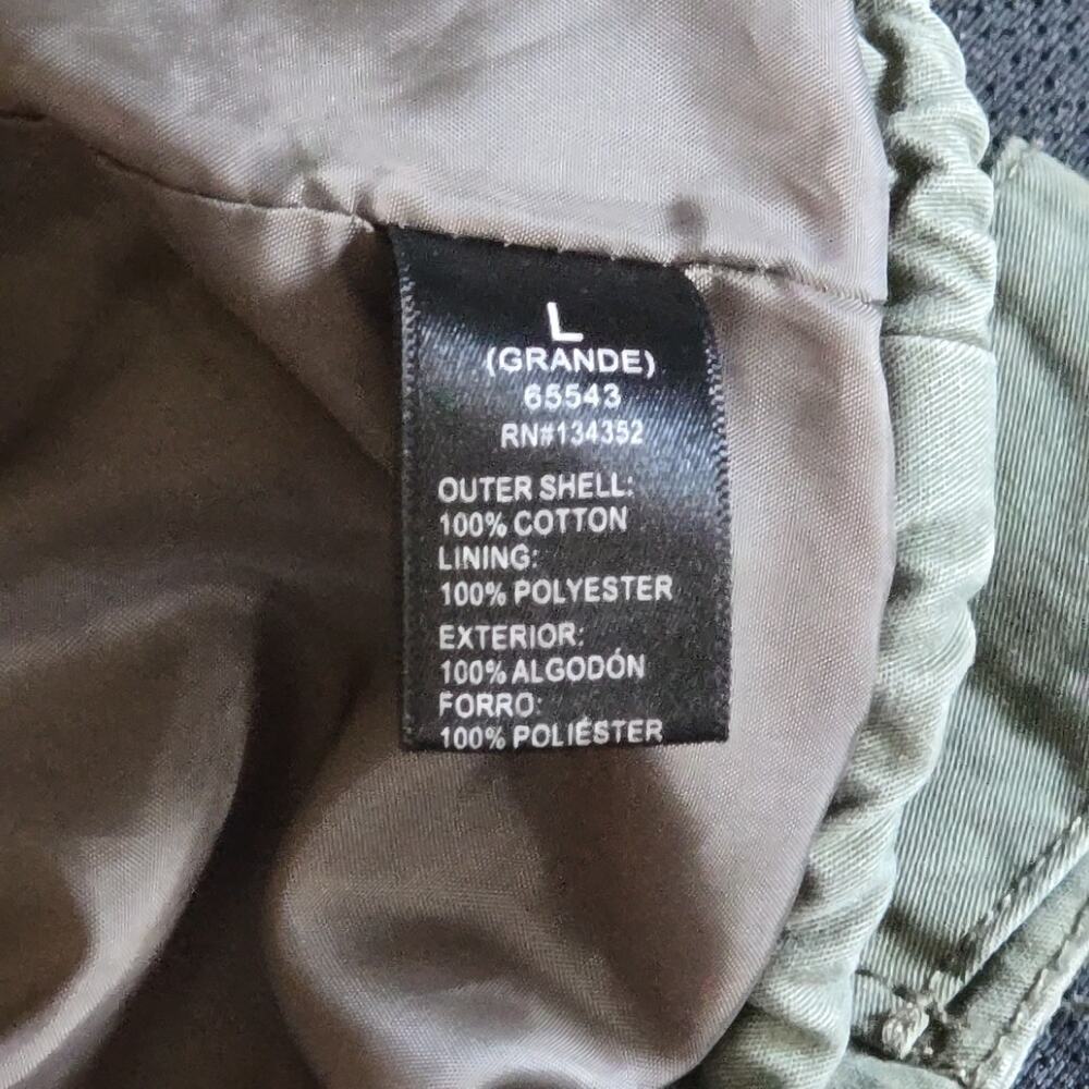 Ambiance Utility Jacket Army Green Size L Cotton Shell Zip Button Pockets - Picture 6 of 8